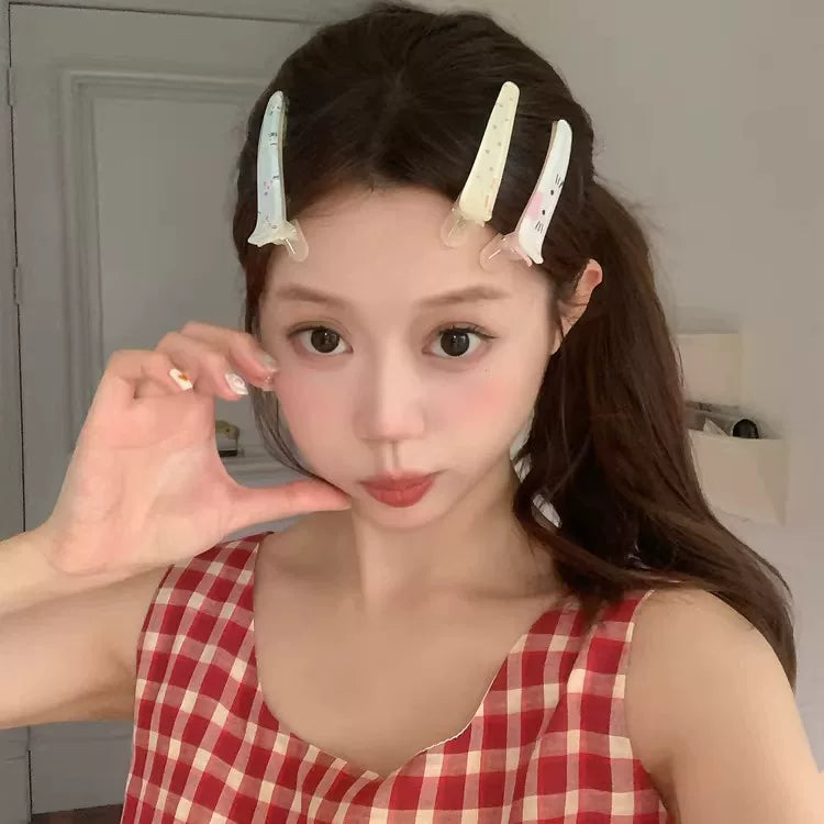 Sweet Hello Rectangular Duckbill Hair Clips for Girls, Cute Decorative Side Hairpins