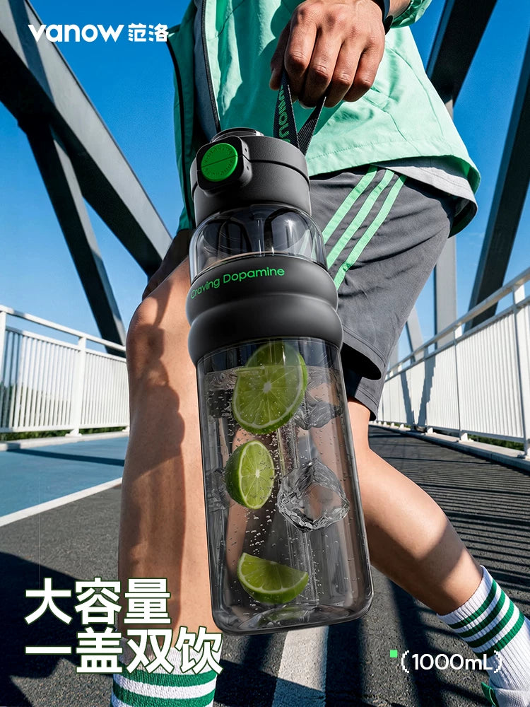 Vanow Tritan Sports Water Bottle with Straw, High-Temperature Resistant, Portable for Gym & Students
