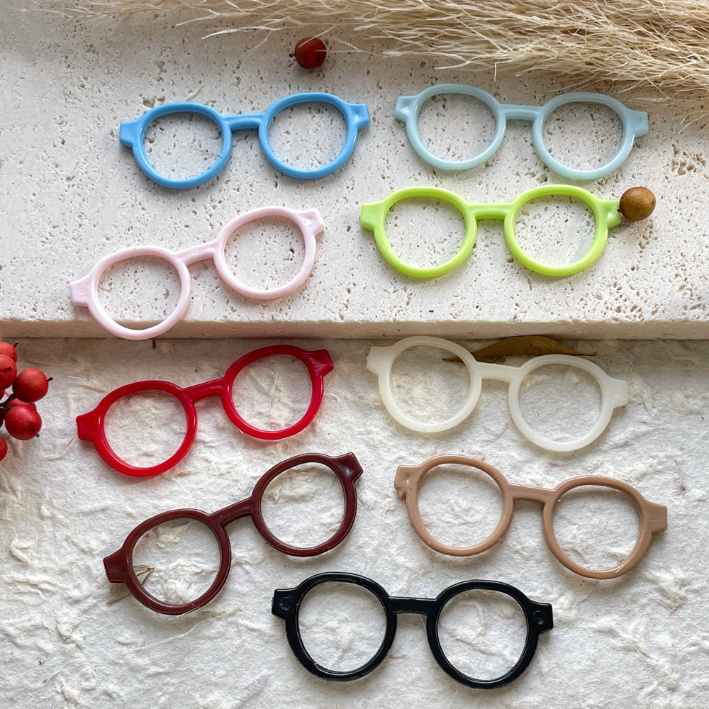 9-Color Mini Plastic Doll Glasses Frames for DIY Crafts and Plush Toy Decoration