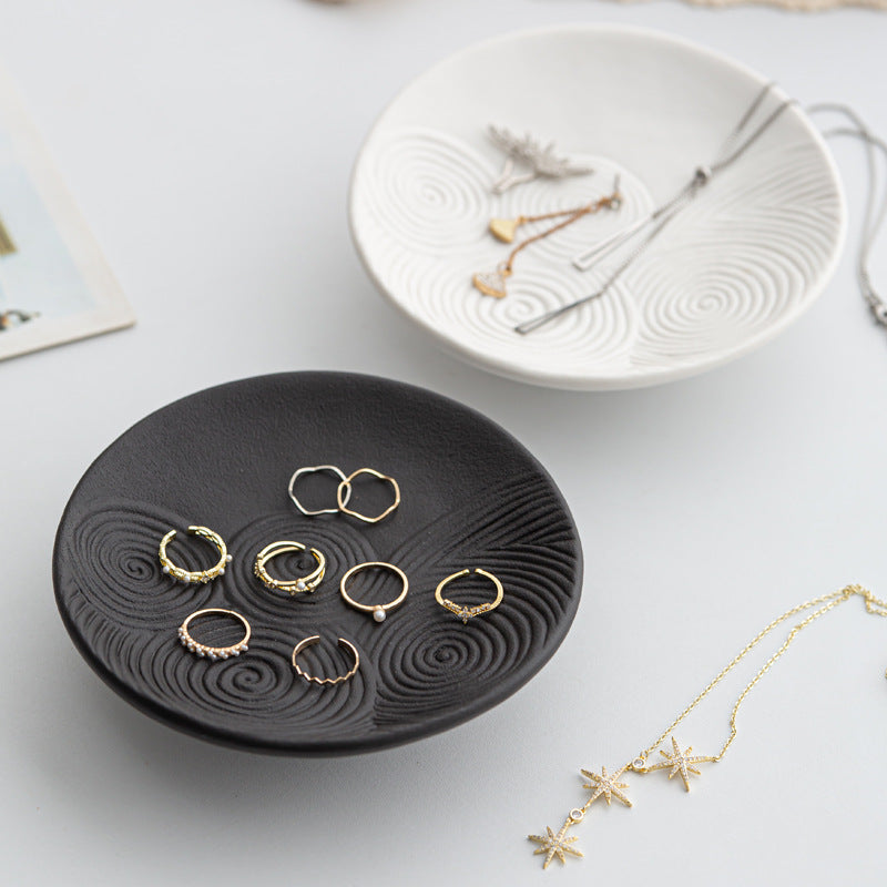 Vintage Ceramic Jewelry Tray Nordic Style Decorative Storage Dish for Living Room Entryway Keys