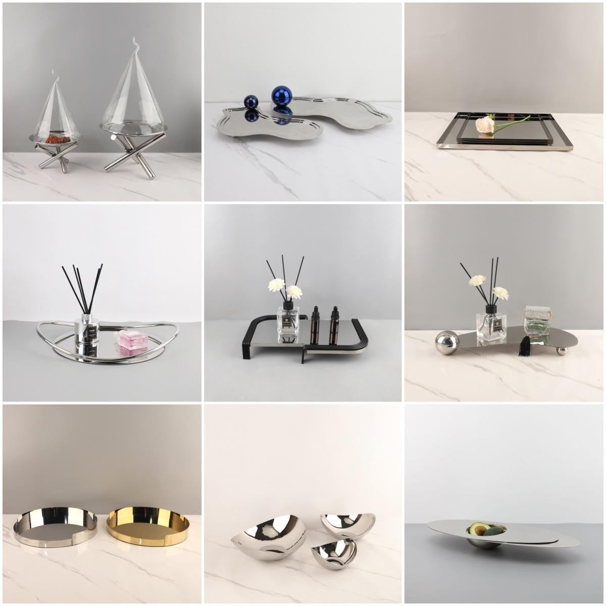 Modern Minimalist Stainless Steel Decorative Tray for Home Decor