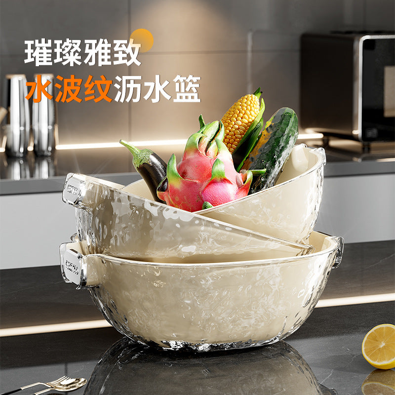 Double-Layer Kitchen Drain Basket for Washing Vegetables and Fruits