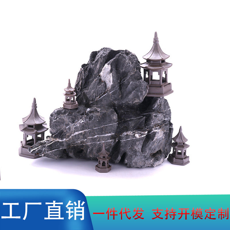 New Chinese Style Ceramic Pagoda Pavilion for Fish Tank Aquascaping Decoration