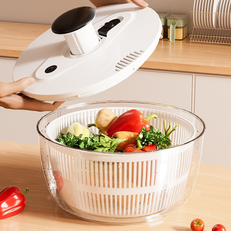 Press-Type Vegetable Spinner and Salad Dryer with Large Capacity