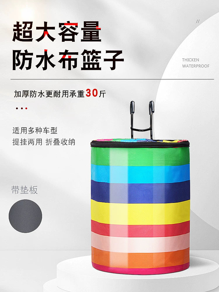 Foldable Waterproof Canvas Front Handlebar Basket for Bicycles and Scooters
