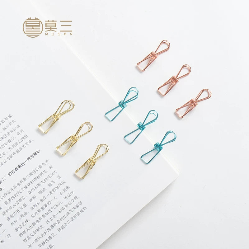 Mosan Stationery Hollow Fish-shaped Paper Clips, Assorted Sizes, for Office and School Documents, 15-piece Box