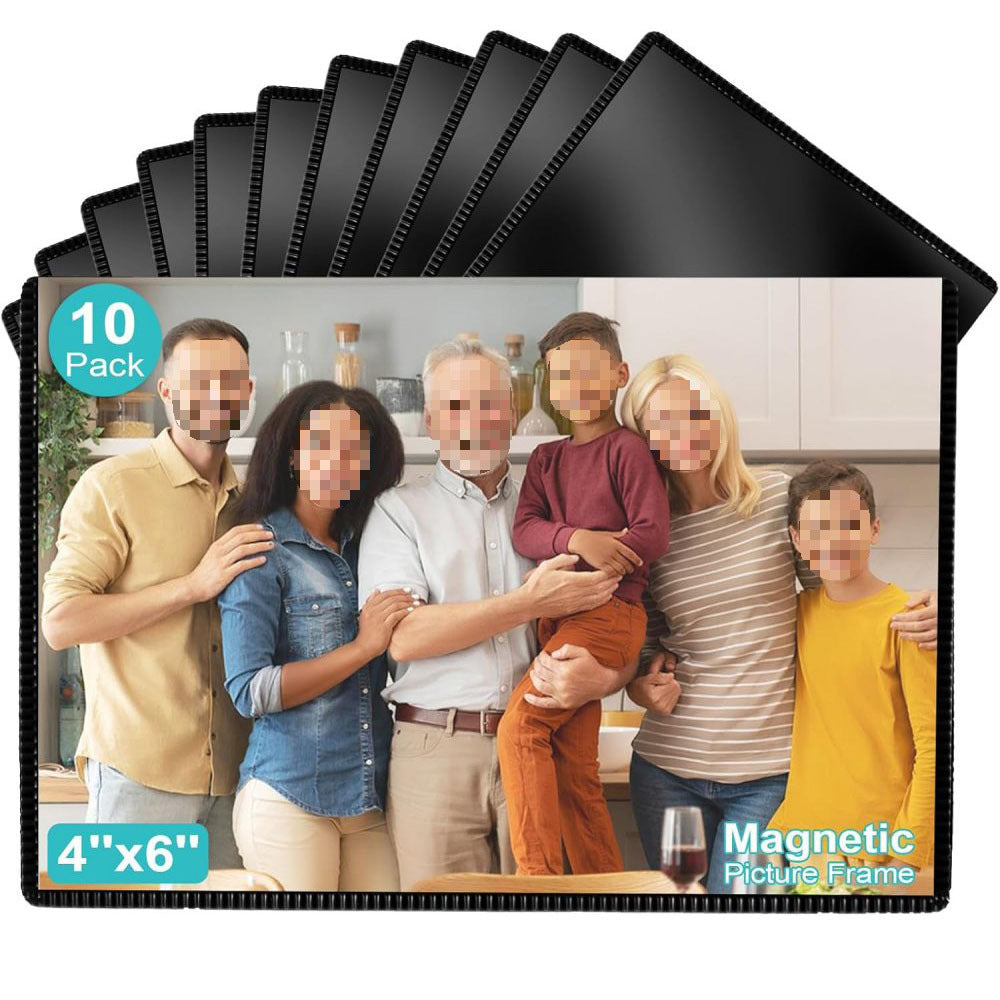 Magnetic PVC Soft Photo Frame for Refrigerator, Nail-Free, Glue-Free, White Right-Angle Photo Pocket Home Decor