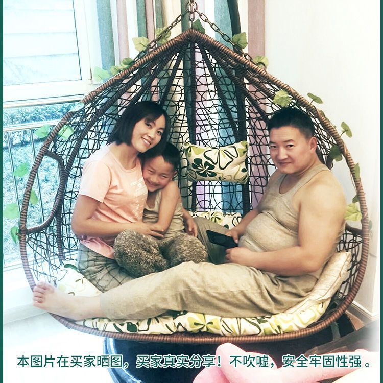 Outdoor Indoor Wicker Swing Chair with Stand, Hanging Egg Chair Hammock for Balcony Patio Garden