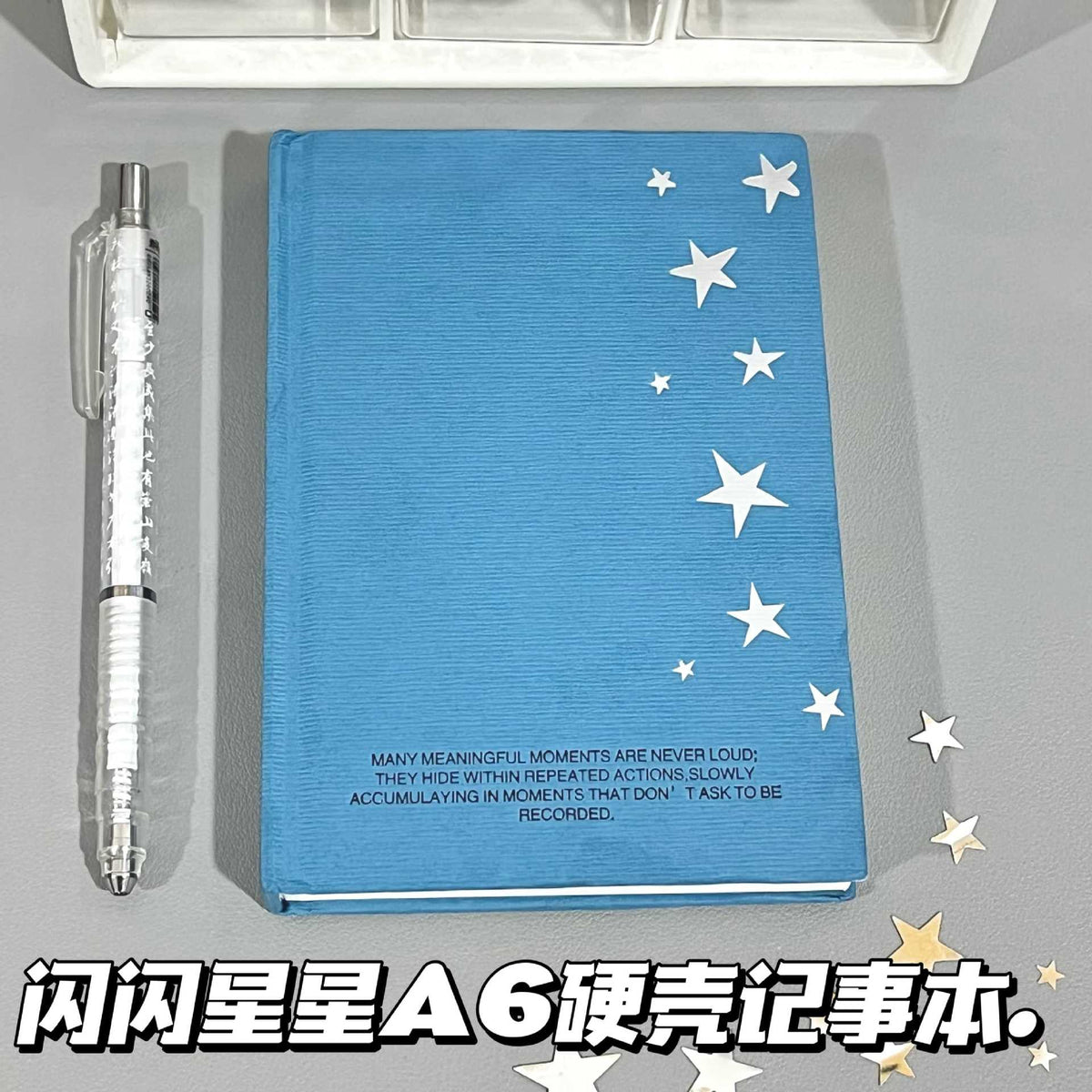 A6 Hardcover Blank Page Notebook with Star Pattern for Students
