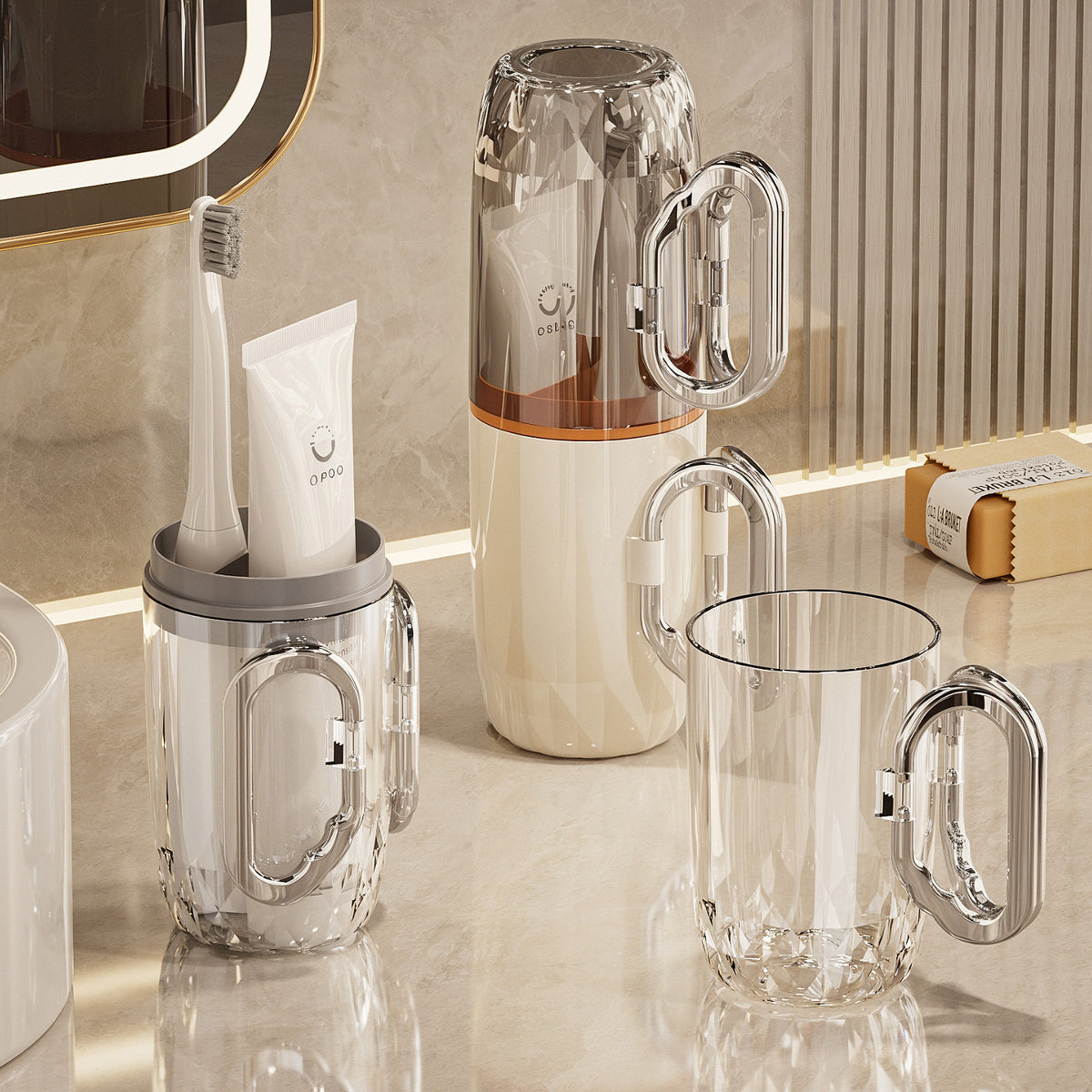 Portable Travel Toothbrush Holder and Mouthwash Cup Set