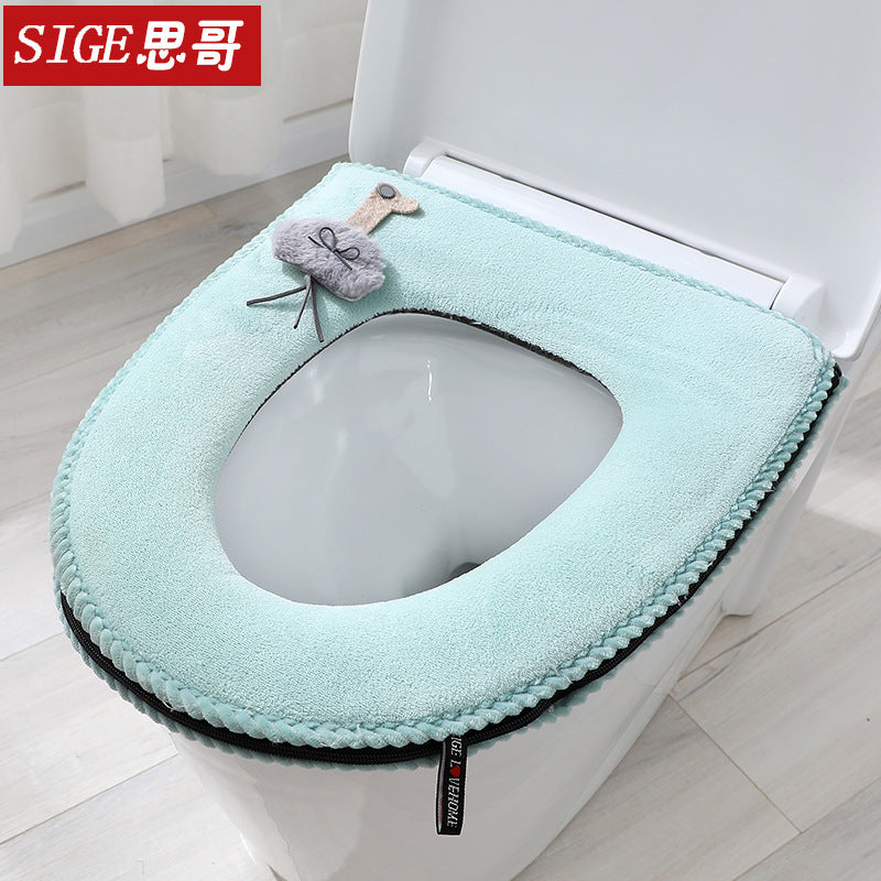 Sige Plush Toilet Seat Cover with Zipper, All Seasons, Washable