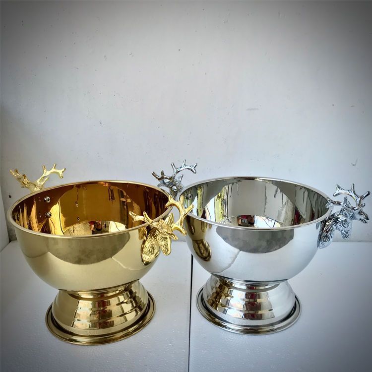 Luxury Creative Stainless Steel Deer Head Champagne Bucket European Retro Wine Ice Bucket for Parties