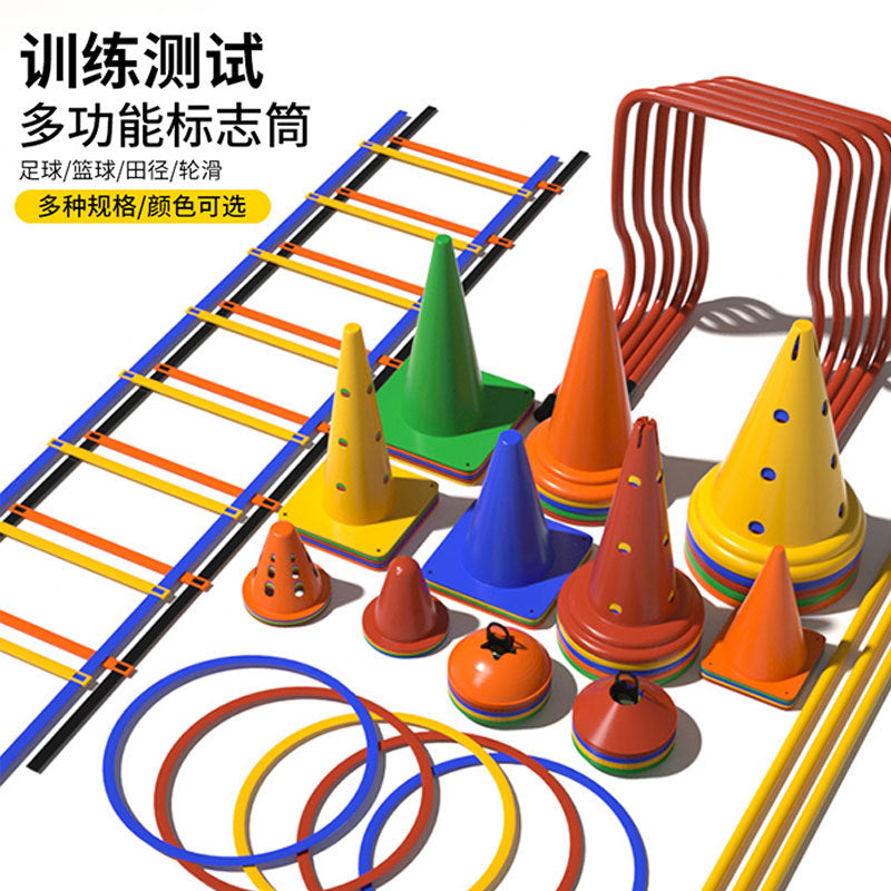 Soccer Basketball Training Cones Set - Agility Disc Cones, Poles, and Obstacle Markers for Drills and Practice