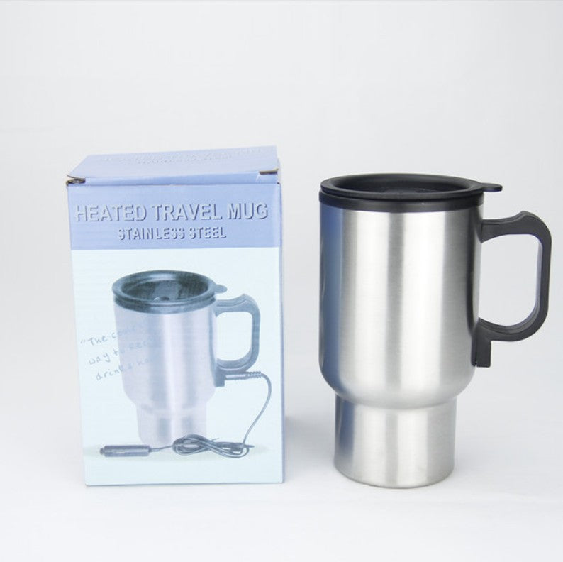 12V Car Heated Travel Mug Stainless Steel Electric Kettle for Vehicle