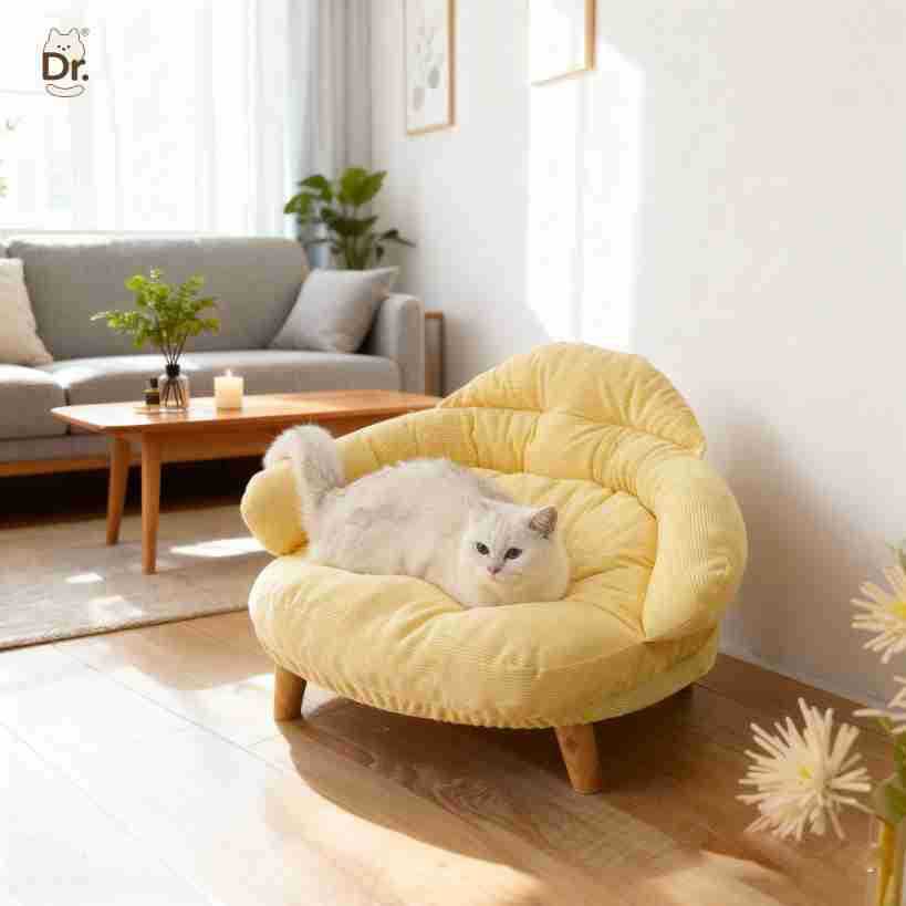 Elevated Pet Sofa Bed with Removable Washable Cover for Cats and Small Dogs