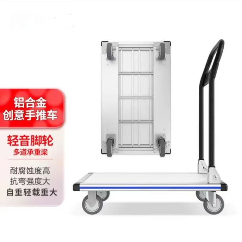 Aluminum Alloy Foldable Hand Truck Dolly Cart with 4 Wheels for Moving and Hauling