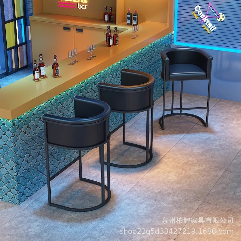 Industrial Style Bar Stool and Table Set with Backrest for Cafe Bistro