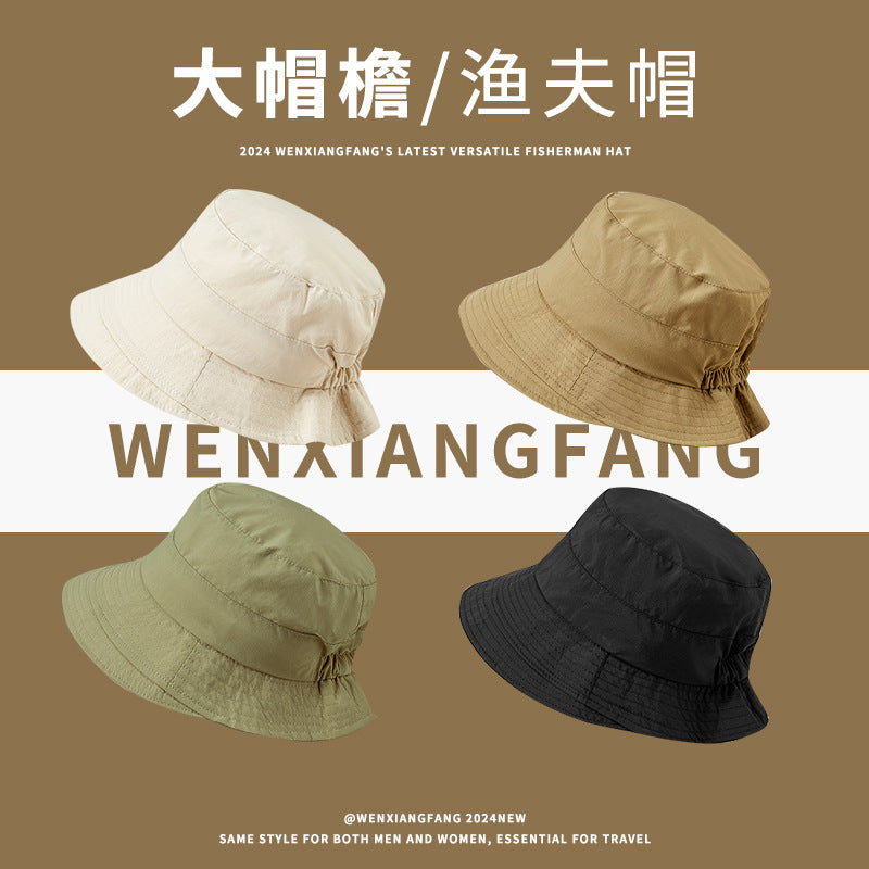 Japanese Style Quick-Dry Bucket Hat for Women, Wide Brim Outdoor Sun Protection, Thin Packable Fisherman Cap