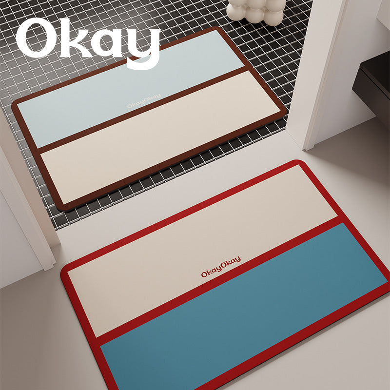 Okay Bathroom Absorbent Floor Mat Soft Diatomaceous Earth Toilet Door Foot Pad Non-slip Home Mat