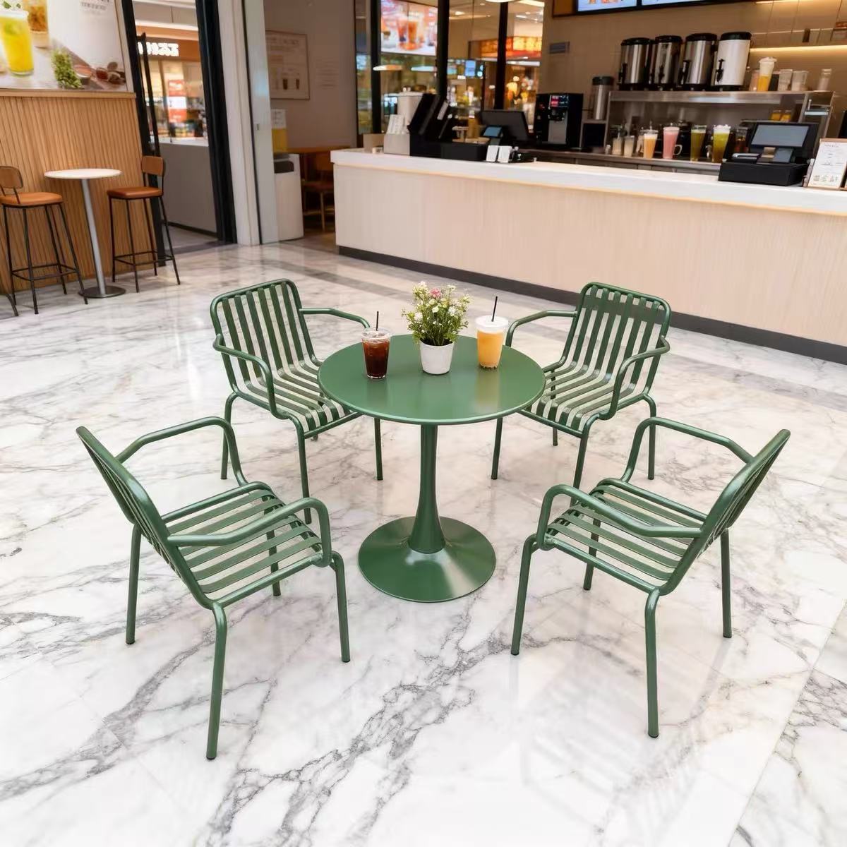 Outdoor Patio Bistro Set with Table and Three Chairs for Cafe Garden Balcony