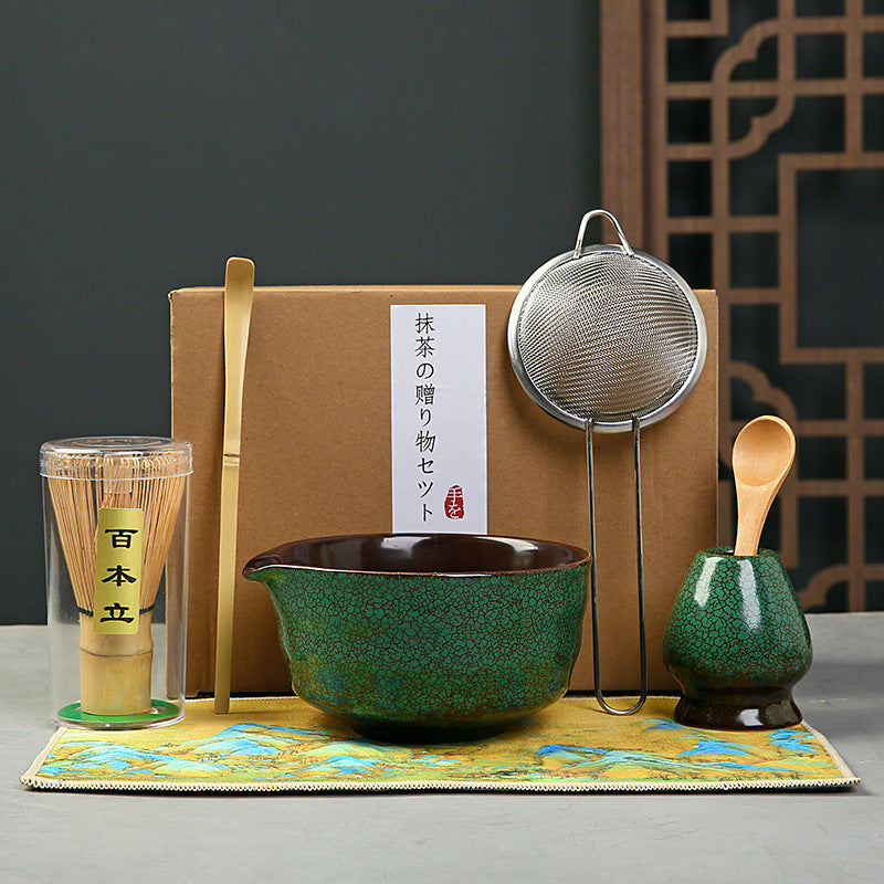 Japanese Style Ceramic Matcha Bowl Set with Whisk and Filter