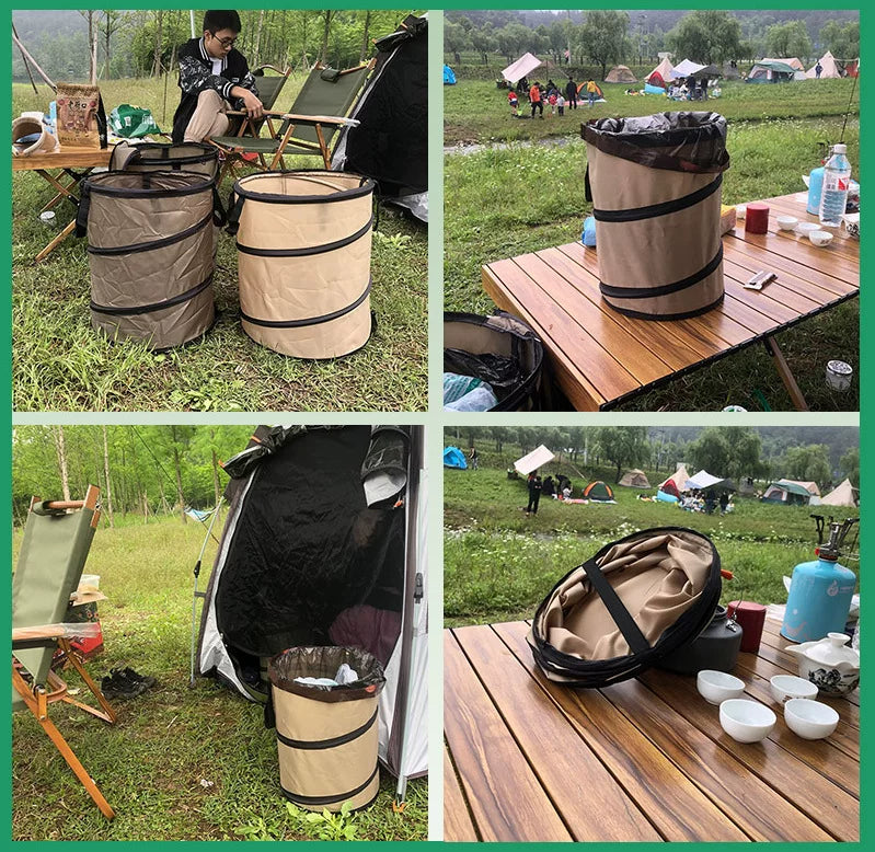 Portable Collapsible Outdoor Camping Trash Can - Foldable Waste Bin for Picnics, Hiking, and Outdoor Activities