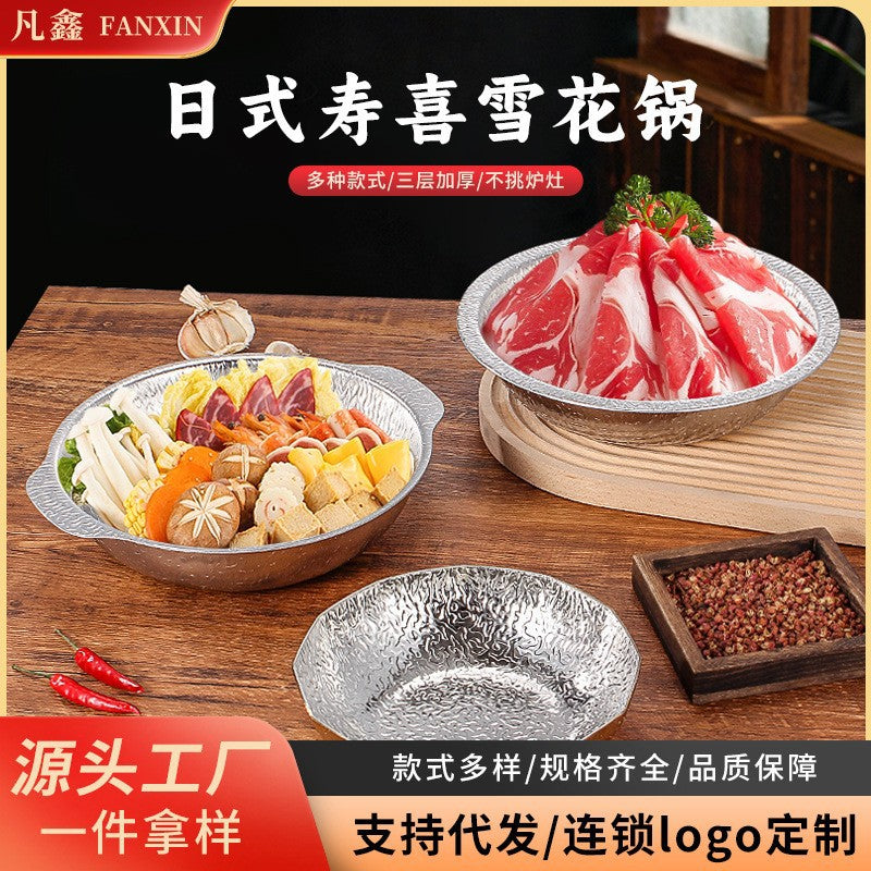 Japanese Style Sukiyaki Hot Pot Stainless Steel Commercial Oden Shabu-Shabu Pot with Double Handles