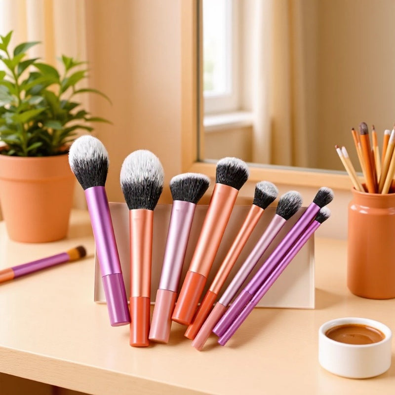 8-Piece Professional Makeup Brush Set for Eyeshadow, Blush, Powder, and Foundation