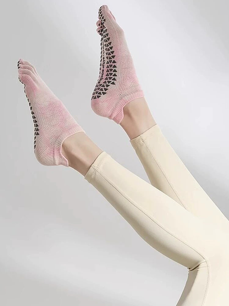 Gradient Non-Slip Yoga Pilates Toe Socks for Women, 2-Pair Pack