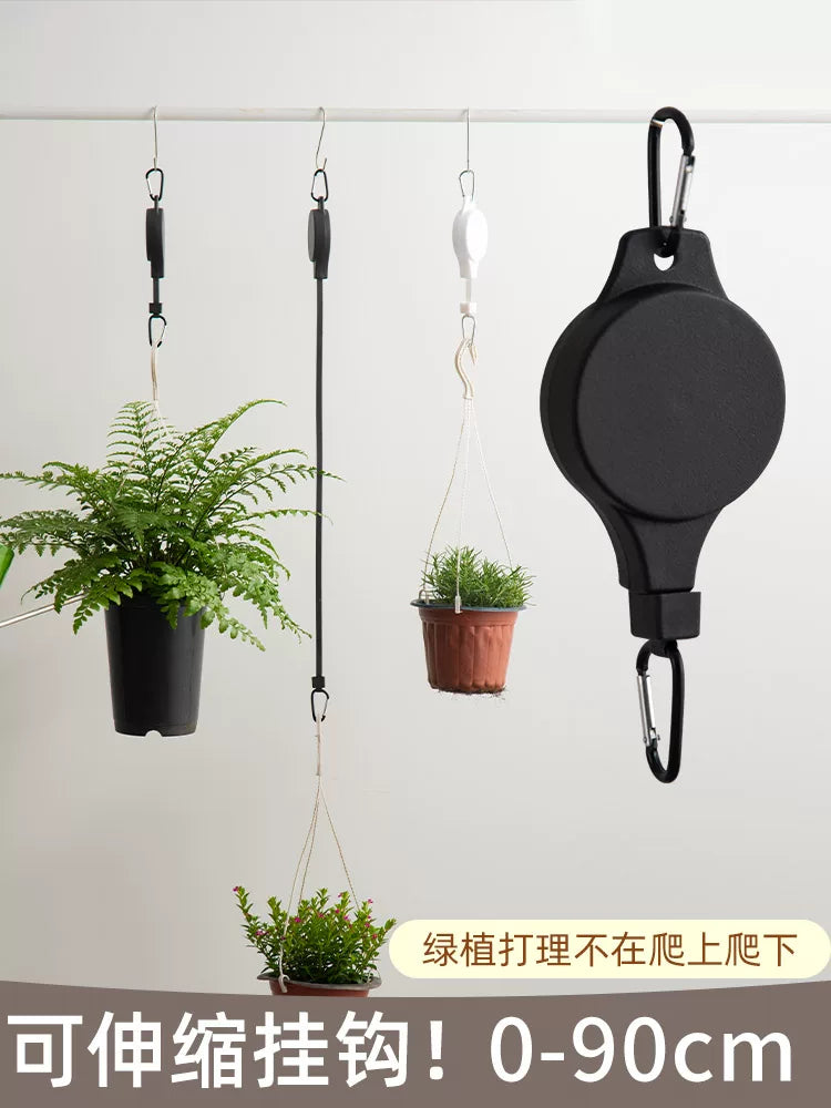Retractable Plant Pulley Hanger for Indoor & Outdoor Hanging Baskets, Adjustable Heavy Duty Plant Hooks for Balcony, Garden, Porch