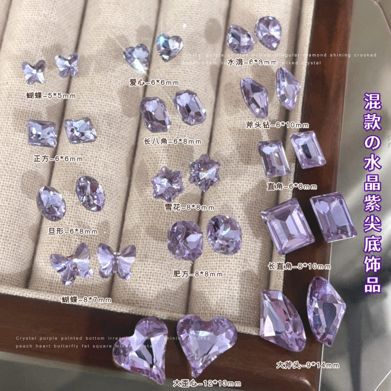 Crystal Purple Nail Art Rhinestones Mixed Shapes