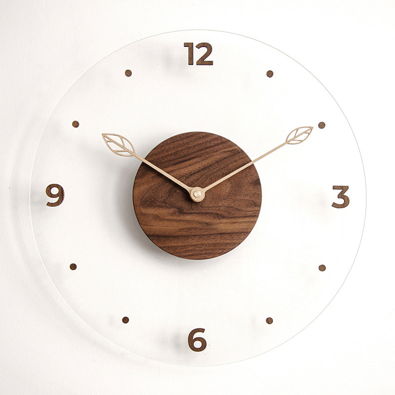 Minimalist Nordic Wooden Wall Clock with Acrylic Glass for Living Room Decor
