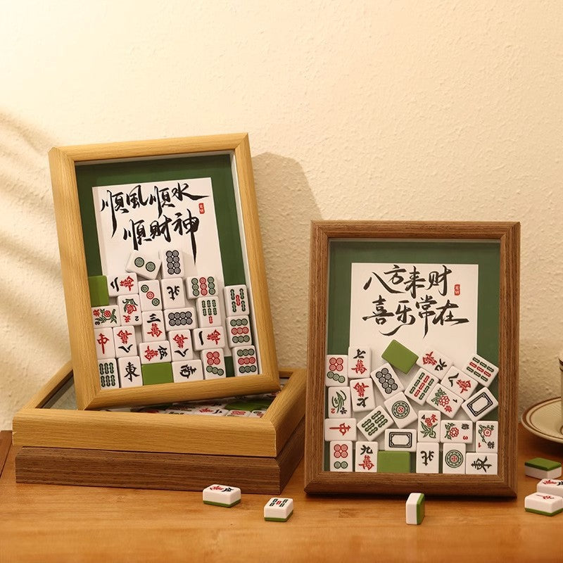 DIY Mahjong Tile Shadow Box Picture Frame Gift Decor