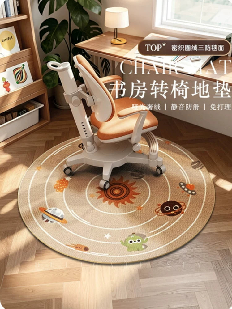 Kids' Room Round Chair Mat for Desk and Computer Chairs - Non-Slip, Noise-Reducing, Stain-Resistant