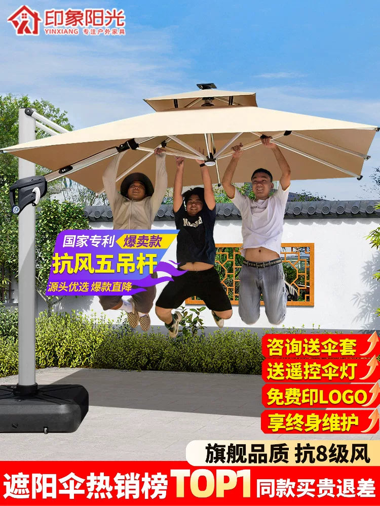 Outdoor Patio Umbrella Large Cantilever Sunshade for Garden Villa Terrace Commercial Use