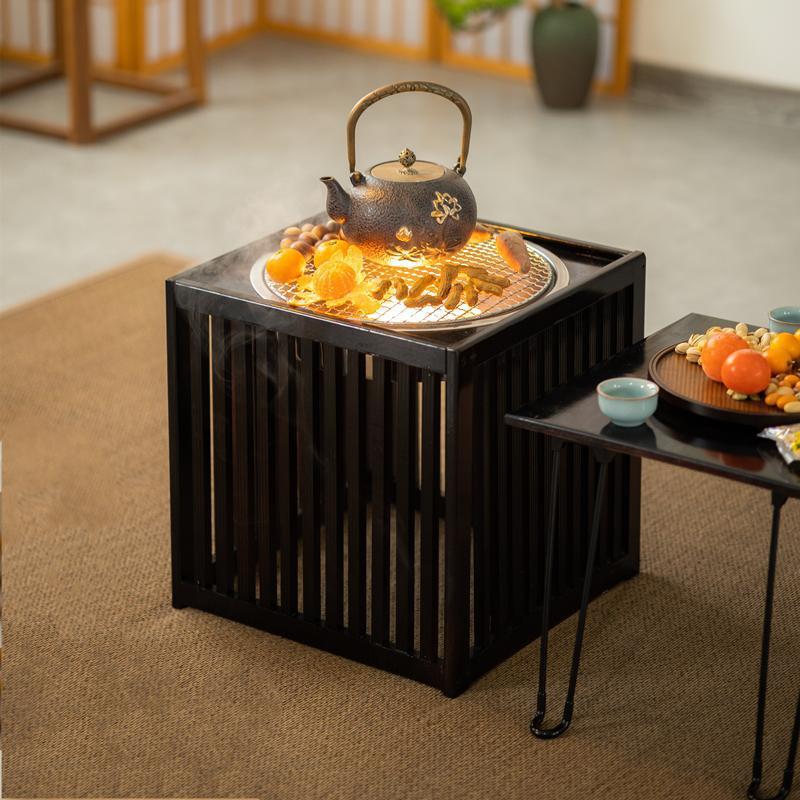 Outdoor Courtyard Fire Pit Tea Table Set for Hot Pot and BBQ, Balcony Home Use