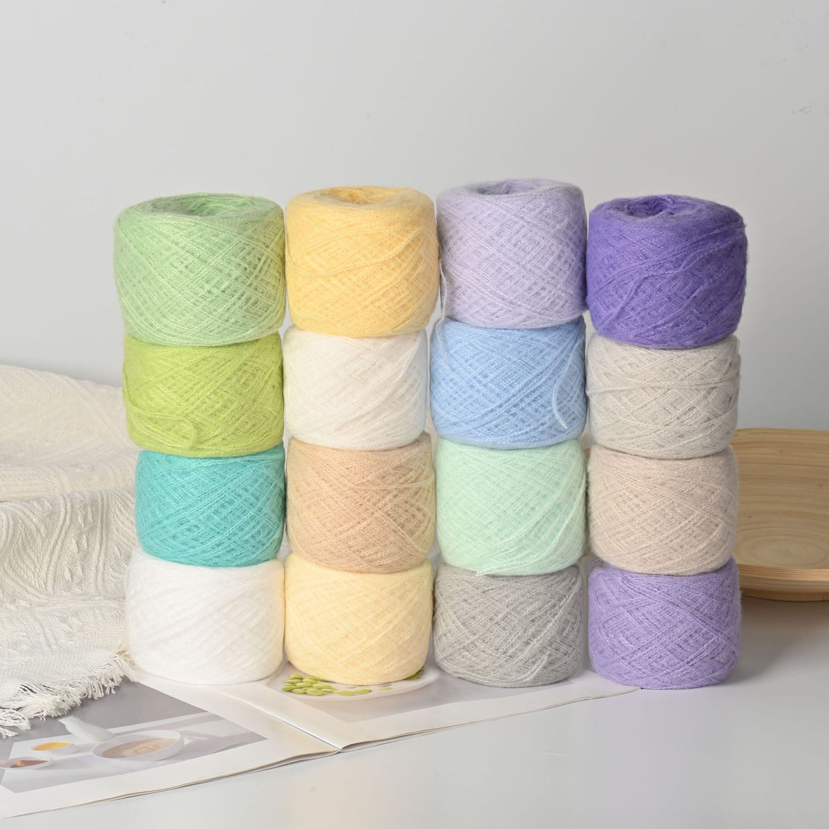 Super Soft Mohair Blend Rainbow Gradient Yarn for Scarves, Shawls, and Baby Sweaters