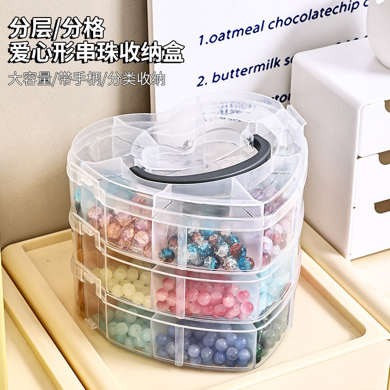 Multi-layer Beaded Storage Box with Lid for Jewelry and Craft Supplies
