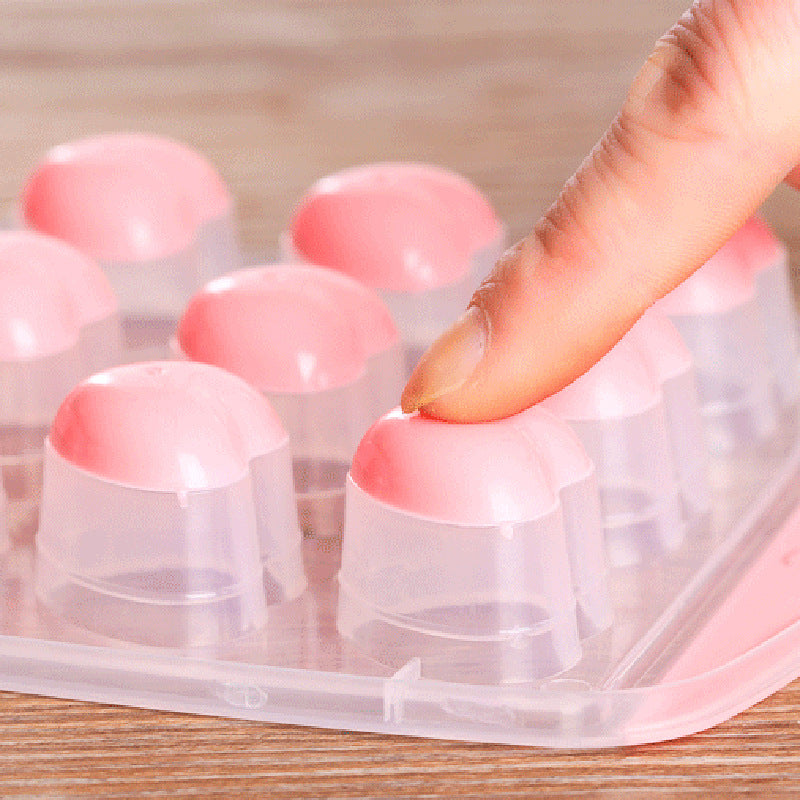 Ice Cube Tray with Lid, 18-Grid Heart Flower Round Square Ice Mold, BPA-Free Food Storage Container