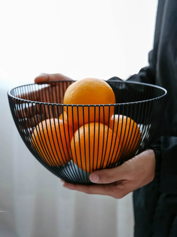 Nordic Style Iron Fruit Basket with Drainage for Kitchen and Living Room