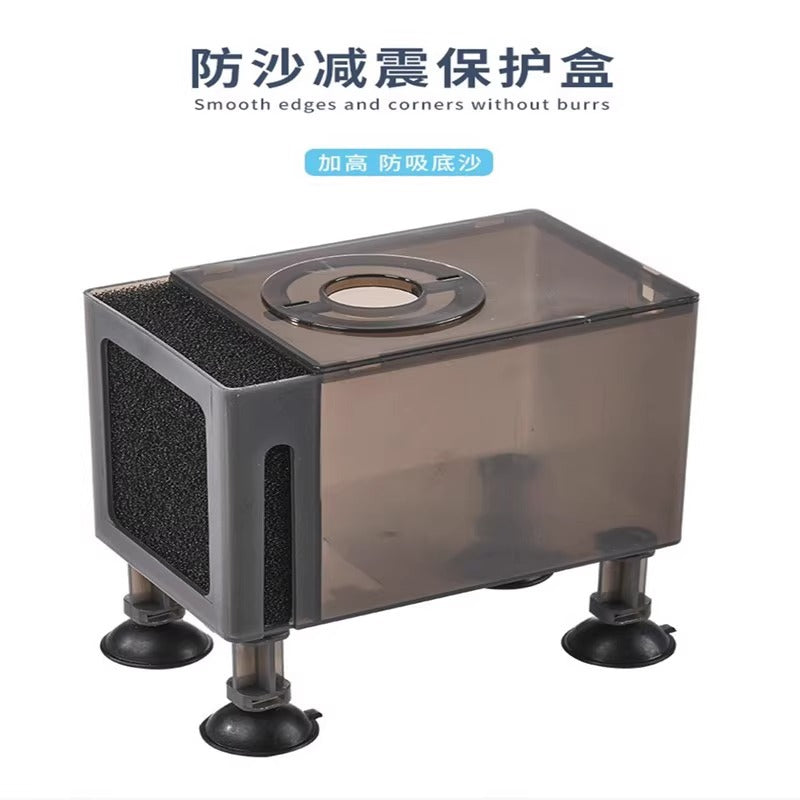 Aquarium Pump Filter Guard with Suction Cups, Acrylic Fish Tank Pump Protector, Anti-Clog Isolation Cover