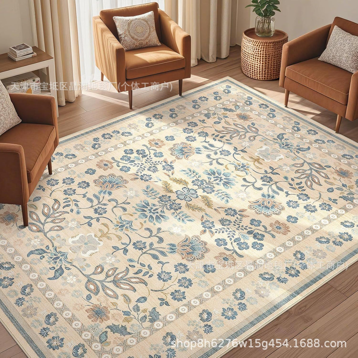 Vintage American Floral Rug Outdoor Camping Tent Portable Mat Full Living Room Comfortable Home Decor