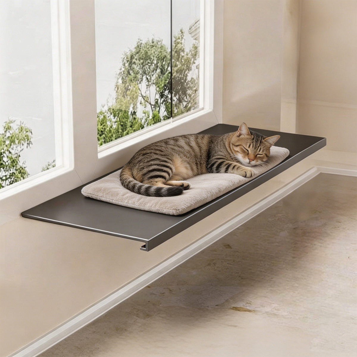 Window-Mounted Cat Hammock Bed for Sunbathing and Relaxation