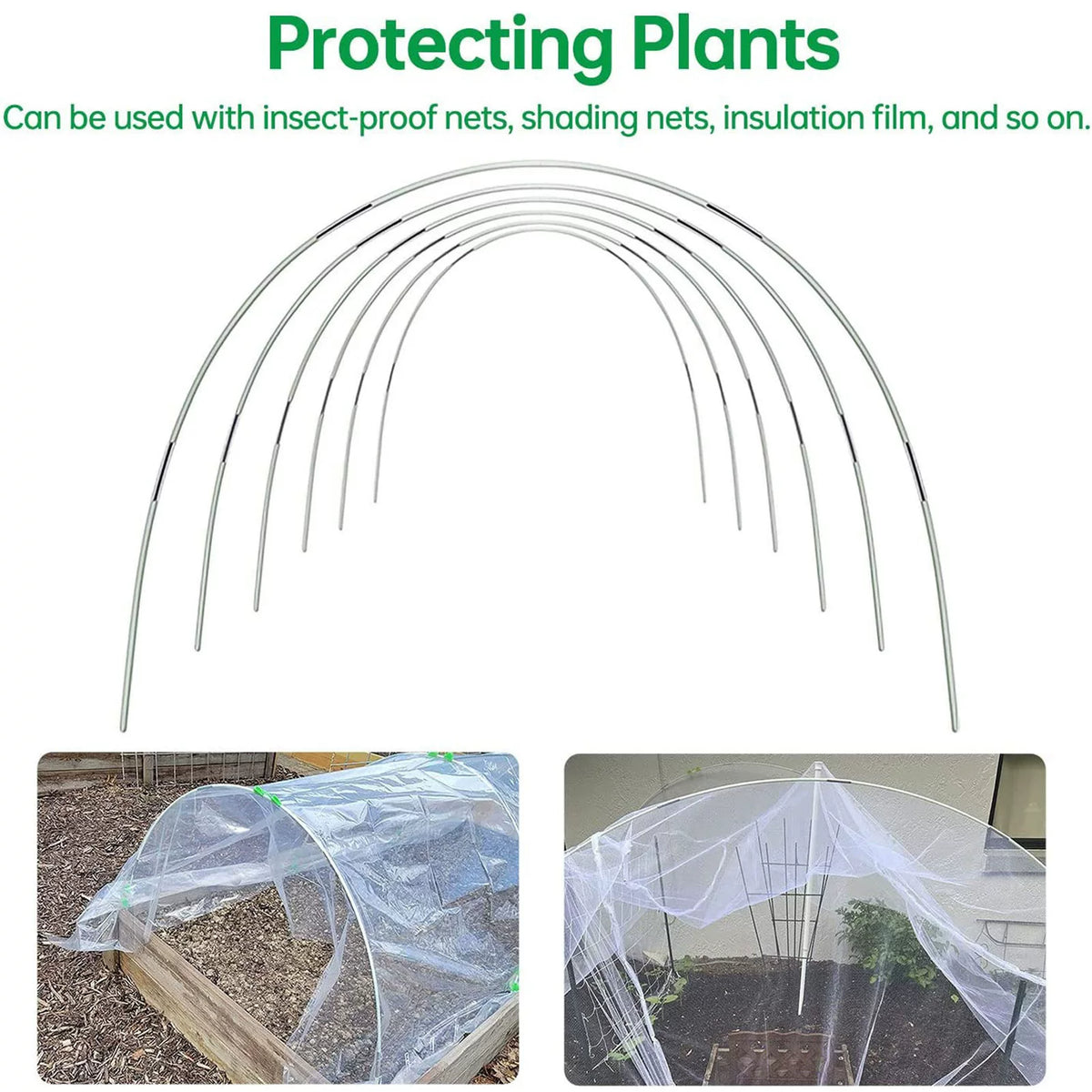 Garden Plant Greenhouse Hoop Frame Net Support Kit for Bird and Animal Protection