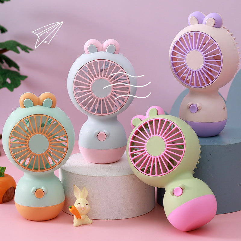 Cartoon Mini USB Rechargeable Desktop Fan Portable for Students and Gifts