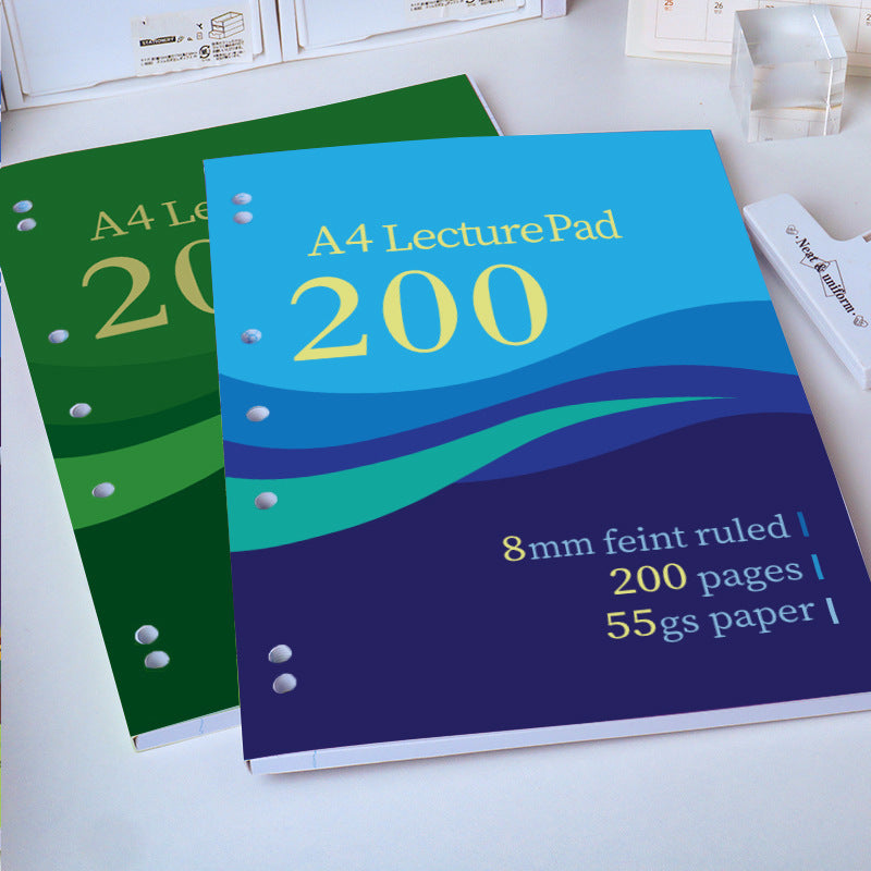 A4 American Style Thin Crisp Notebook, 200 Pages, Tearable Loose-Leaf, High Aesthetic Value for Students and Exam Prep