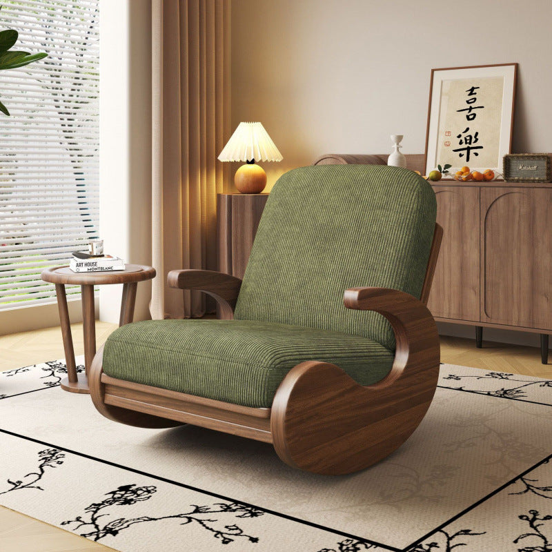 Chinese Style Solid Wood Rocking Chair Single Lounge Sofa for Balcony Garden
