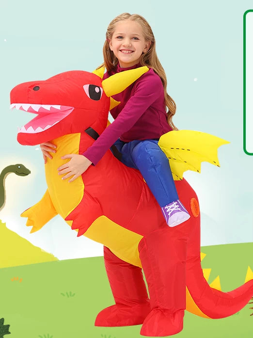 Inflatable Dinosaur Rider Costume for Kids and Adults - Halloween & Performance Outfit