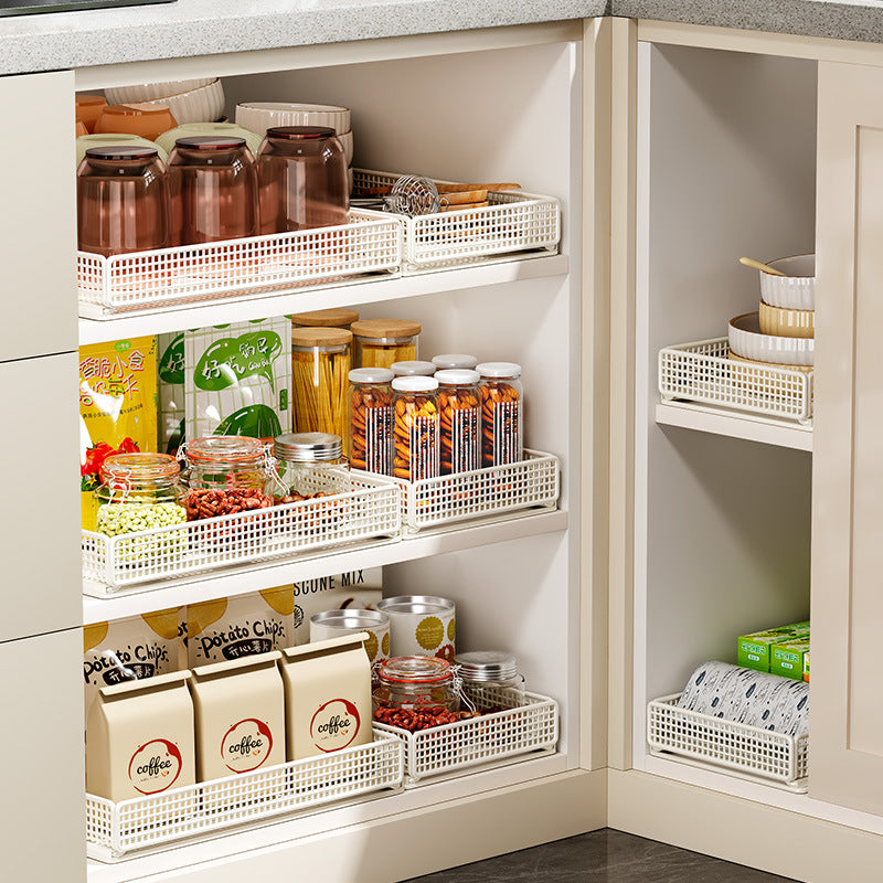 Pull-Out Under-Sink Cabinet Organizer Basket for Kitchen Storage, Spice Rack, Dish Bowl Deep Cabinet Storage
