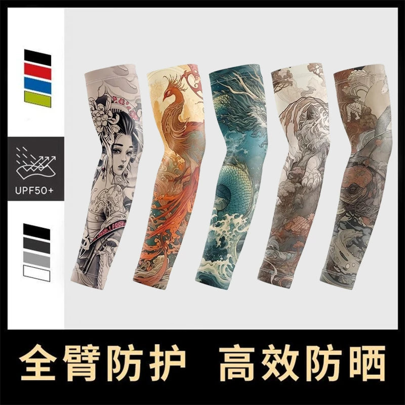 Ice Silk UV Protection Arm Sleeves Tattoo Cover for Cycling and Outdoor Sports